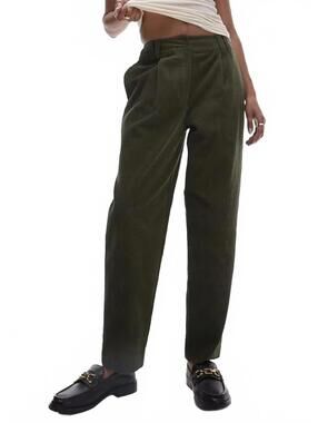 Topshop Corduroy Peg Pants NWT Khaki Green Size 0